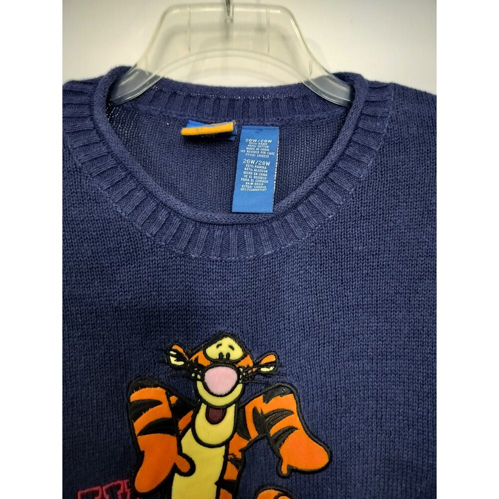 5415)Vtg Disney Winnie the Pooh Woman Embroidry Knit Tigger Plus 26/28W Sweater - Picture 5 of 8